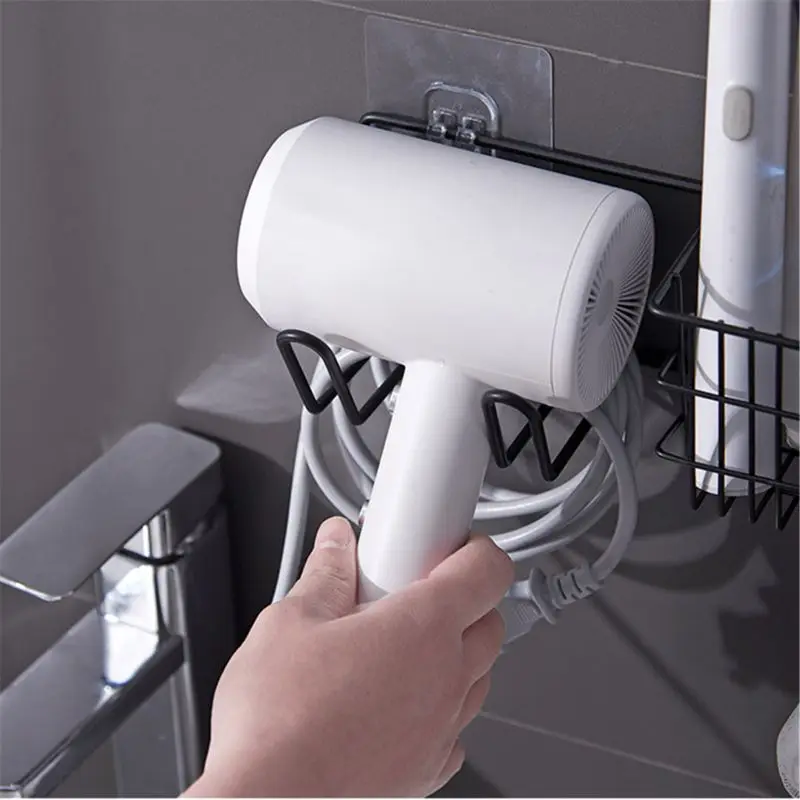 Металлическая настенная сушилка для волос хранения зубных щеток туалетных
