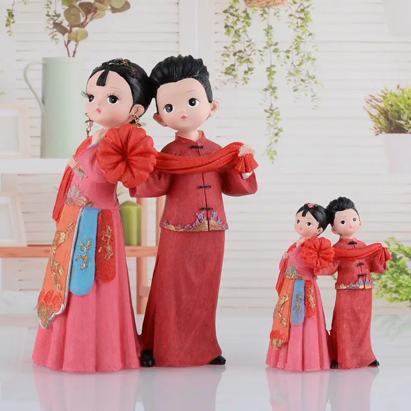 

Jinyu Liangyuan Lovers Resin Crafts Home Furnishing Chinese Wedding Living Room TV Cabinet Bedroom Study Room Furnishings