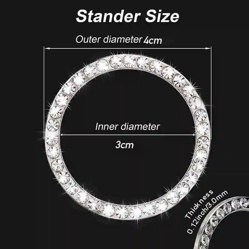 

Car One Click Start Decoration Ring Diamond Button Decoration Switch Ignition Sticker Decoration Accessories Ring Diamond C J7O8