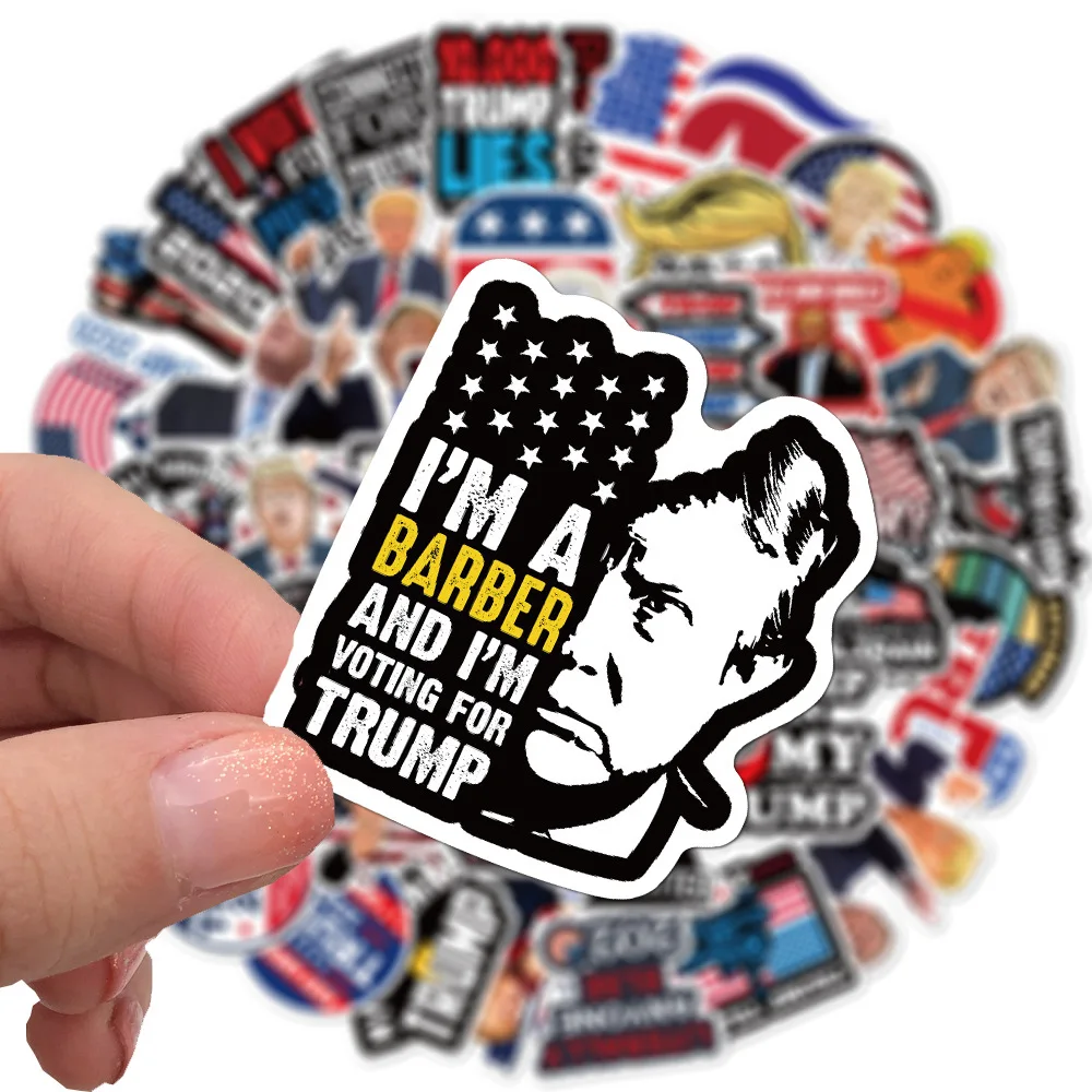 

50pcs/Pack PVC Waterproof Cartoon Stickers Living Room Wall Decor US President Trump Graffiti Stickers for Kids Bedroom Decor