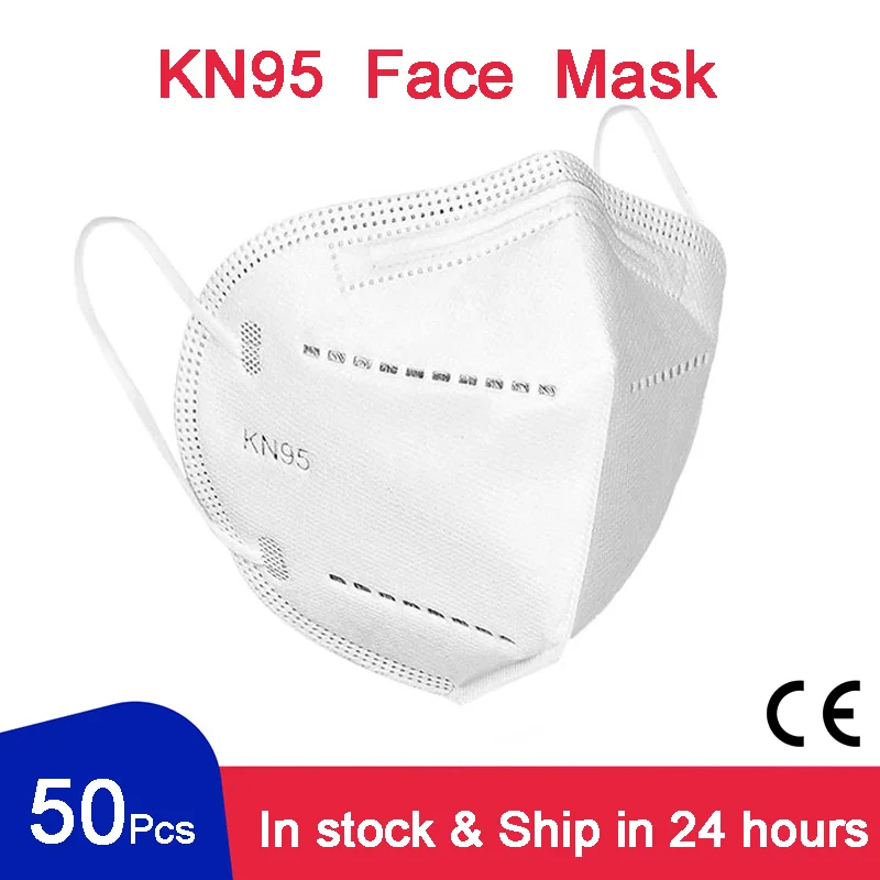 

50 Pcs FFP2 KN95 Mascarillas Face Mask 95% PM2.5 CE 5 Layers Filter Breathable Protective Health Mouth Mask For Face Mascarilla