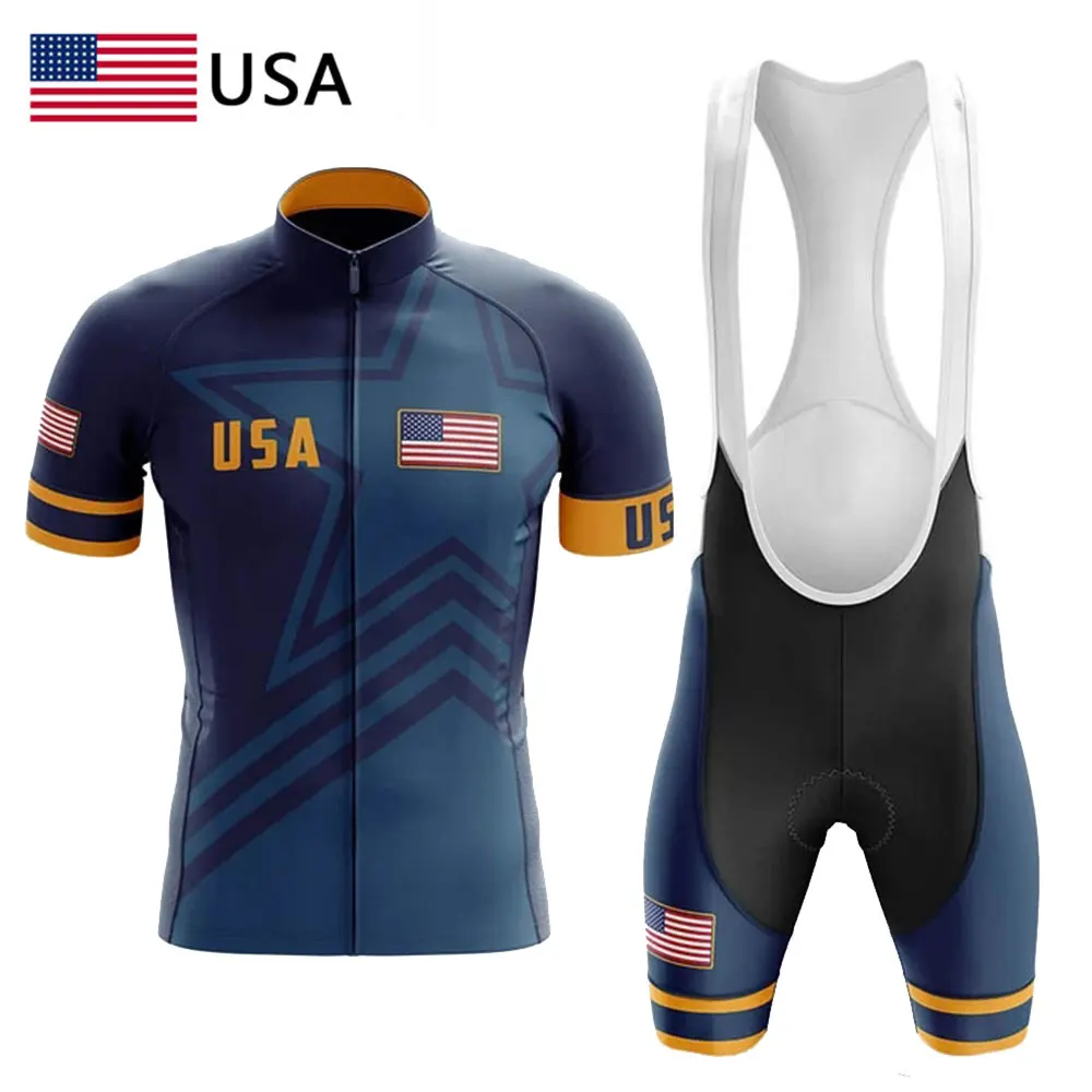USA Bicycle Team Cycling Jersey Set 2022 Summer Maillot Ciclismo Men's Clothing Ropa De MTB Bike Uniform | Спорт и развлечения
