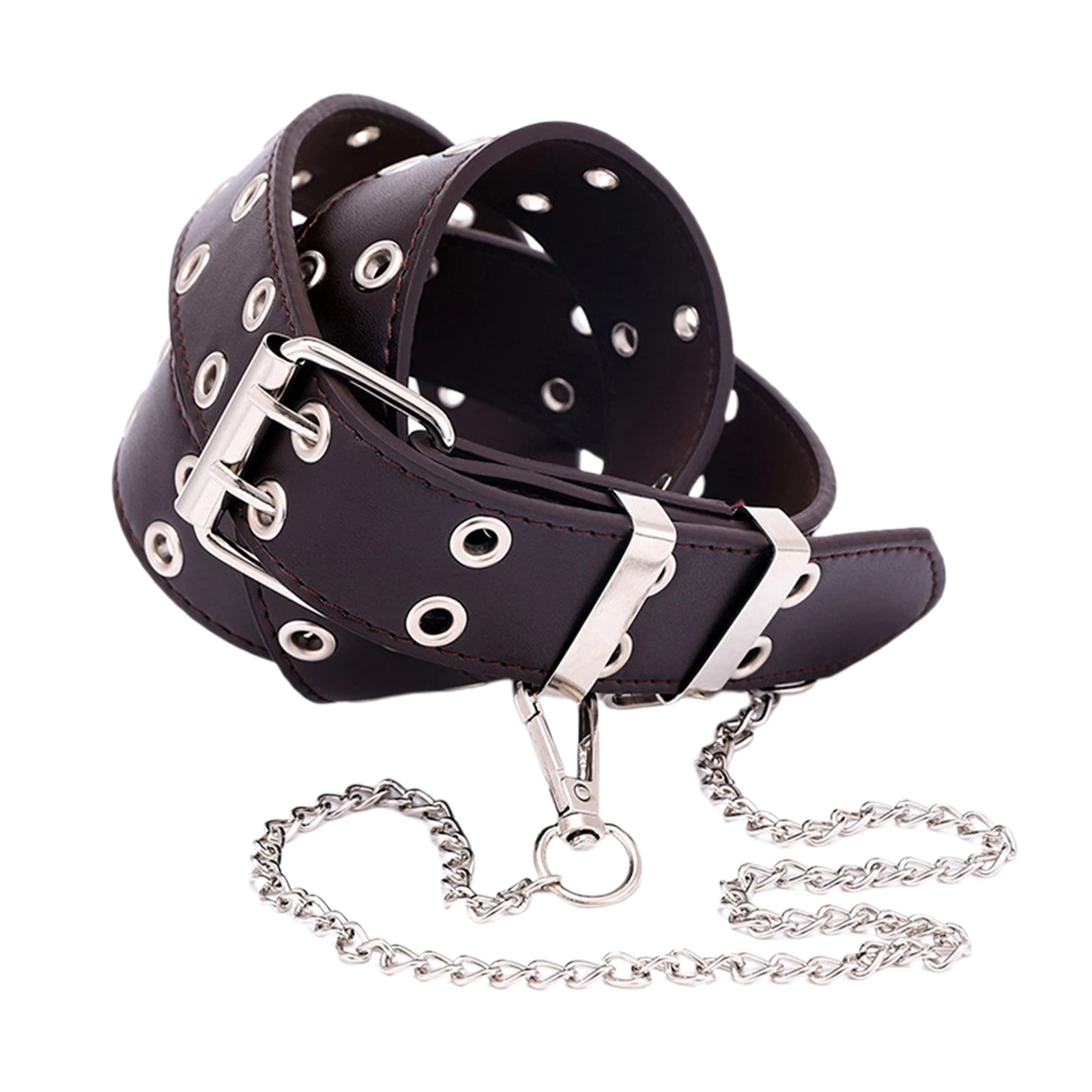 Ремень с двойной люверсами в стиле панк для женщин пояс из искусственной кожи