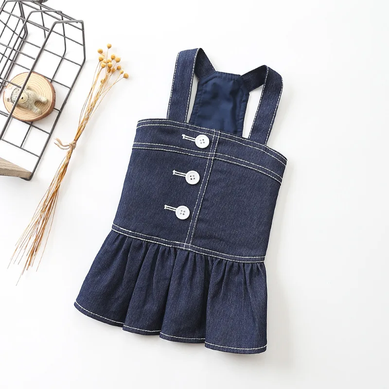 Платье для собаки джинсовая юбка на пуговицах одежда щенка Размер XS S M L XL милое