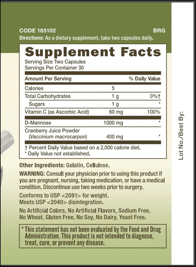 

Cranberry & D-Mannose With Vitamin C Supports Urinary Tract Health 60 Pcs
