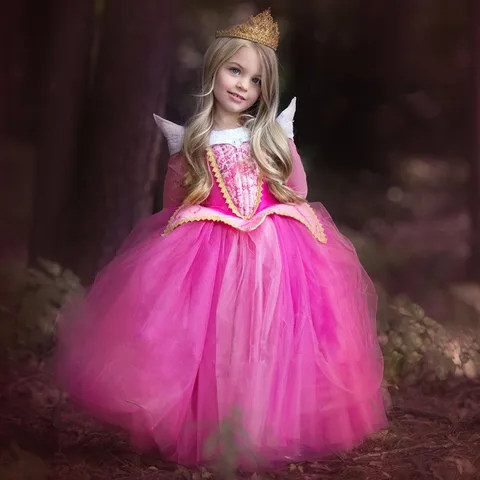 Костюм для косплея Спящей Красавицы, фэнтезийные Детские платья принцессы Авроры, костюм на Хэллоуин для девочек, детское платье для вечеринки