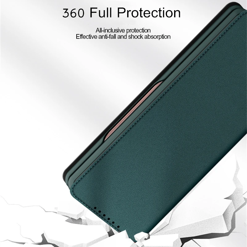 split folding leather wallet case for samsung galaxy z fold 3 cover flip stand hard protection case for galaxy z fold 2 free global shipping