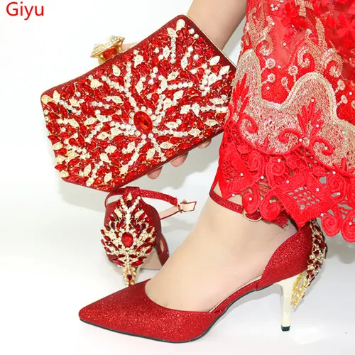 Набор из туфель и сумок doershow в африканском стиле красного цвета для вечеринки