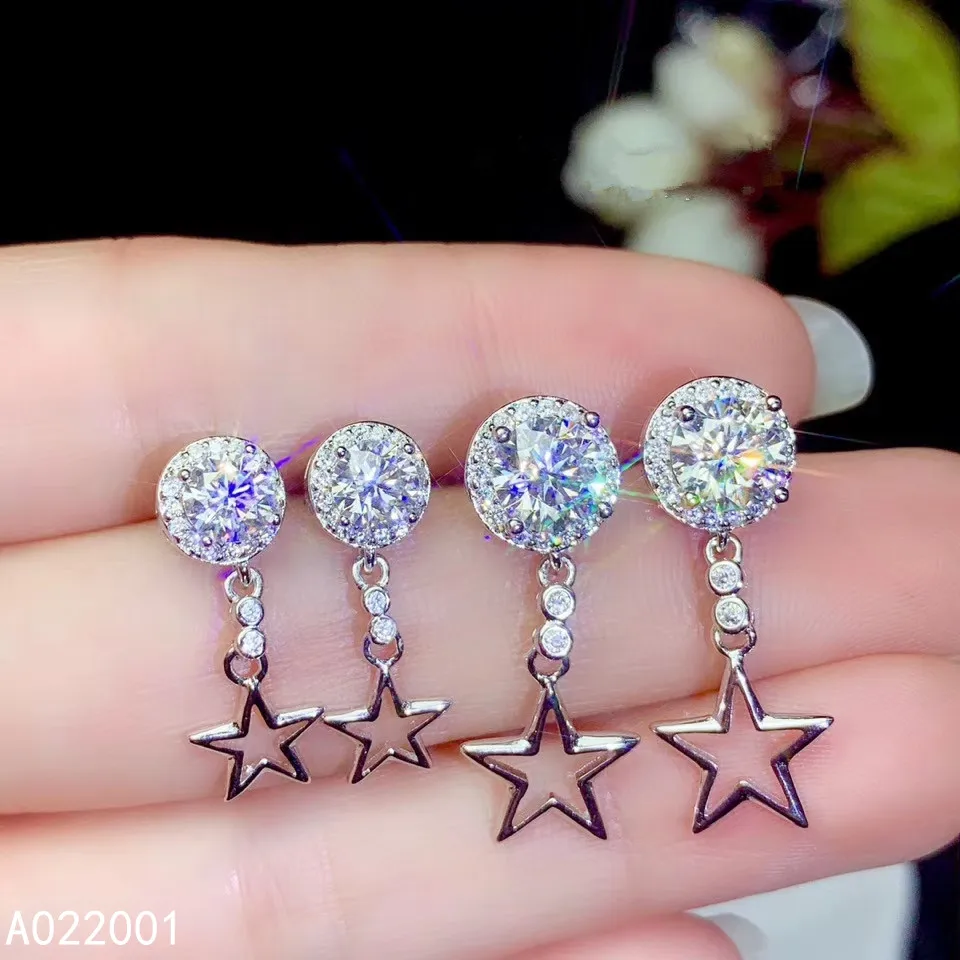 KJJEAXCMY Fine Jewelry Natural Mosang Diamond 925 Sterling Silver Women Earrings New Ear Studs Support Test Popular