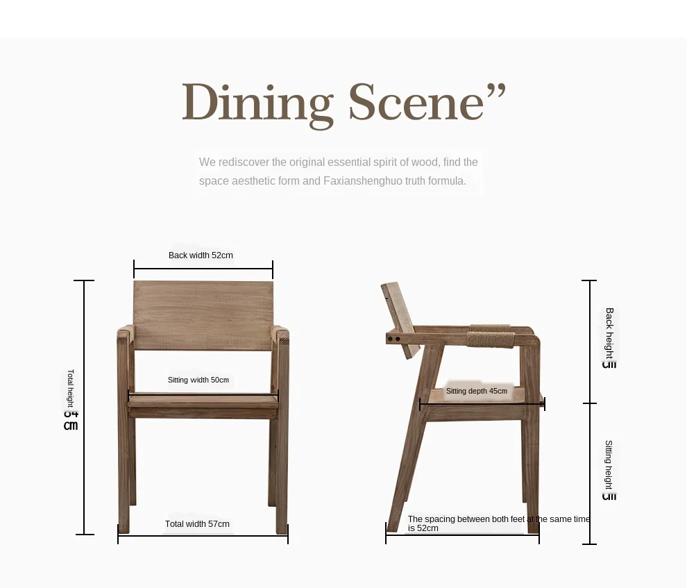 Твердый деревянный Собранный Ретро Простой обеденной стул дизайнерский стол