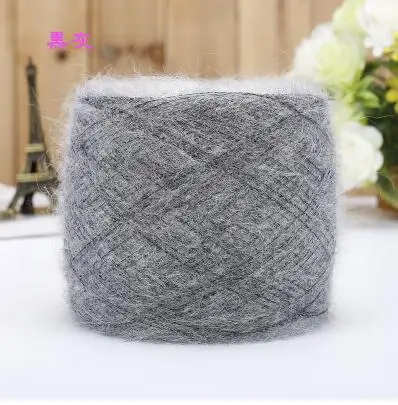 black gray 100 г/лот шерсть ангоры пряжа тонкая эластичная мохеровая ручная вязанная крючком тканая шерсть нить - Цвет: black gray