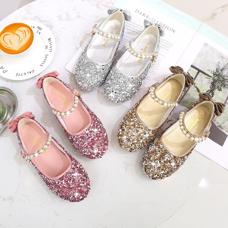 New Girls Leather Princess Sandals Children's 2020 Summer Sequins Kids Lovely Style Fashion Shoes Size 24-37 Sandalet | Мать и