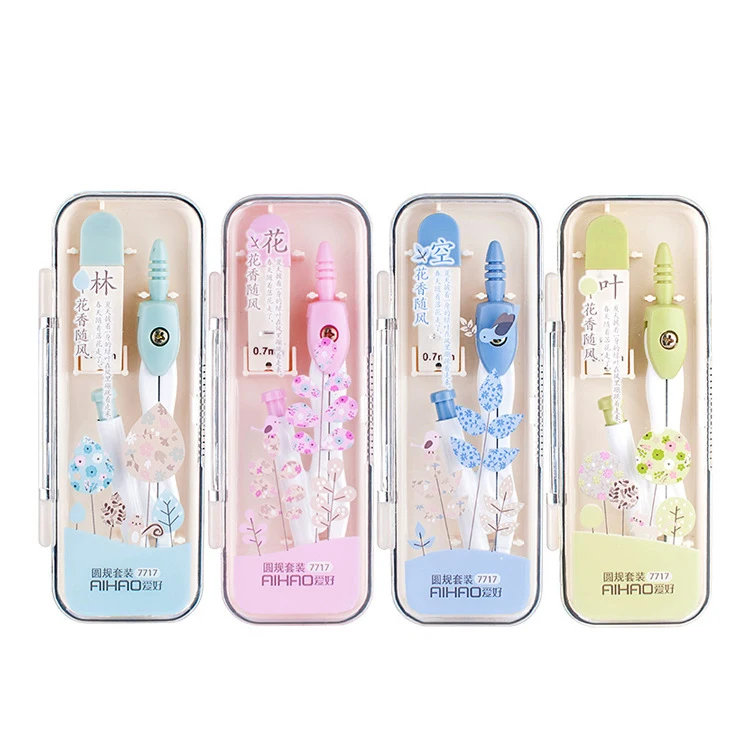 

Metal Drawing Compass with 0.7mm lead refill Math Geometry Tools for Circles School Supplies Cute Stationery Set for Students