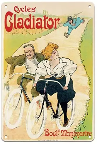 

Циклы велосипедов Гладиатор-рекламный плакат Ferdinand Misti Mifliez c.1897 металлический жестяной знак