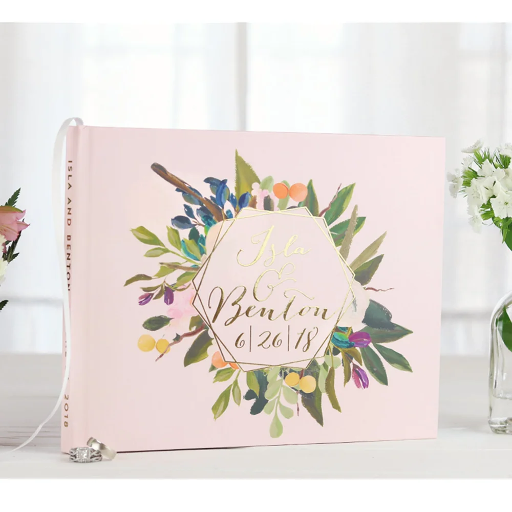 Заказной цветочный венок свадебный душ Гостевая книга в твердом переплете