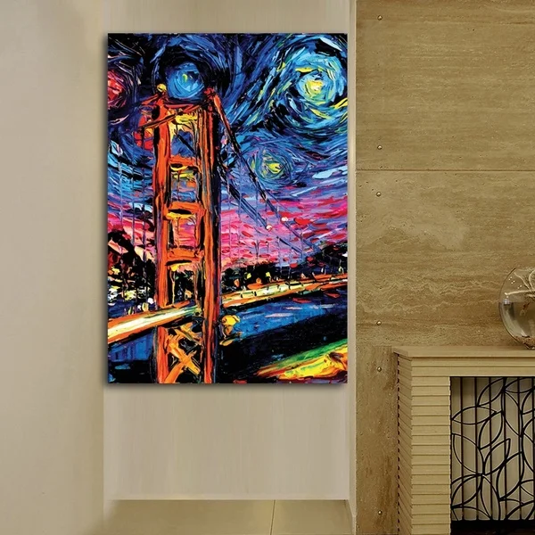 VanGogh Звездная ночь Мост Золотые ворота настенные картины настенная живопись