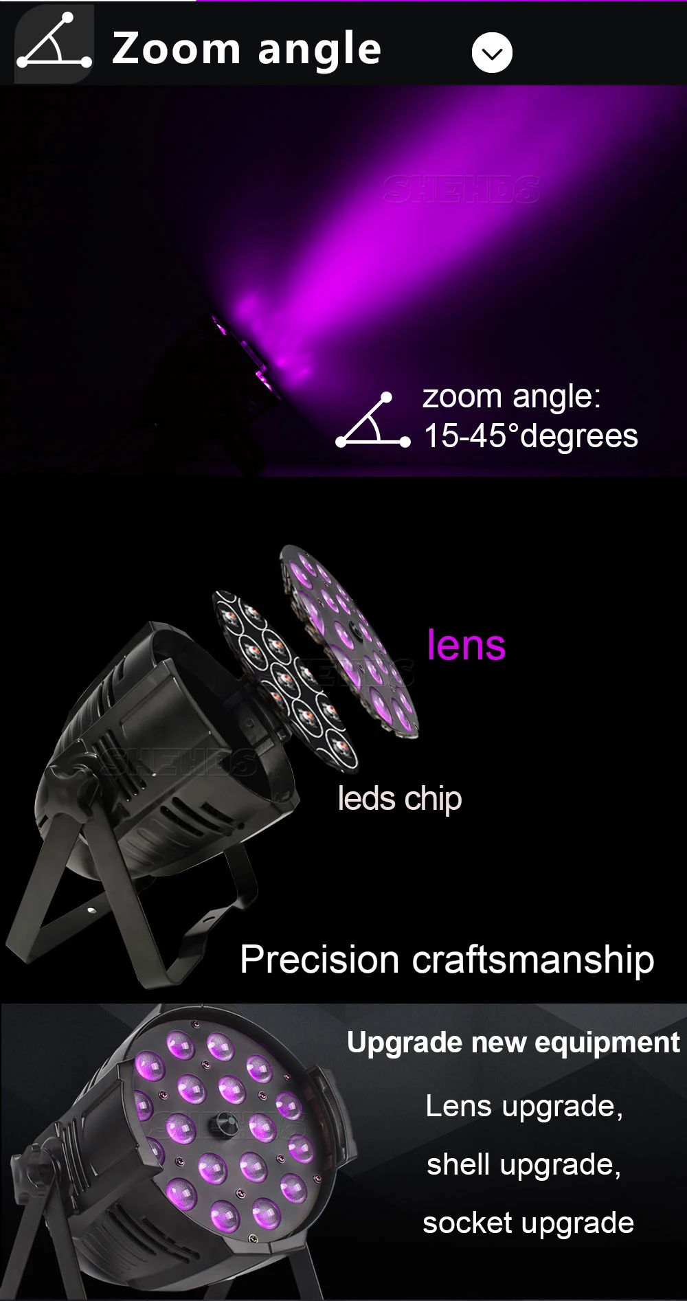 18x18W RGBWA+UV 6in1 LED Par Light Outdoor Zoom Par Can Zoom Led Par Light For Birthday Party Wedding Dj Disco Dance Floor Clubs