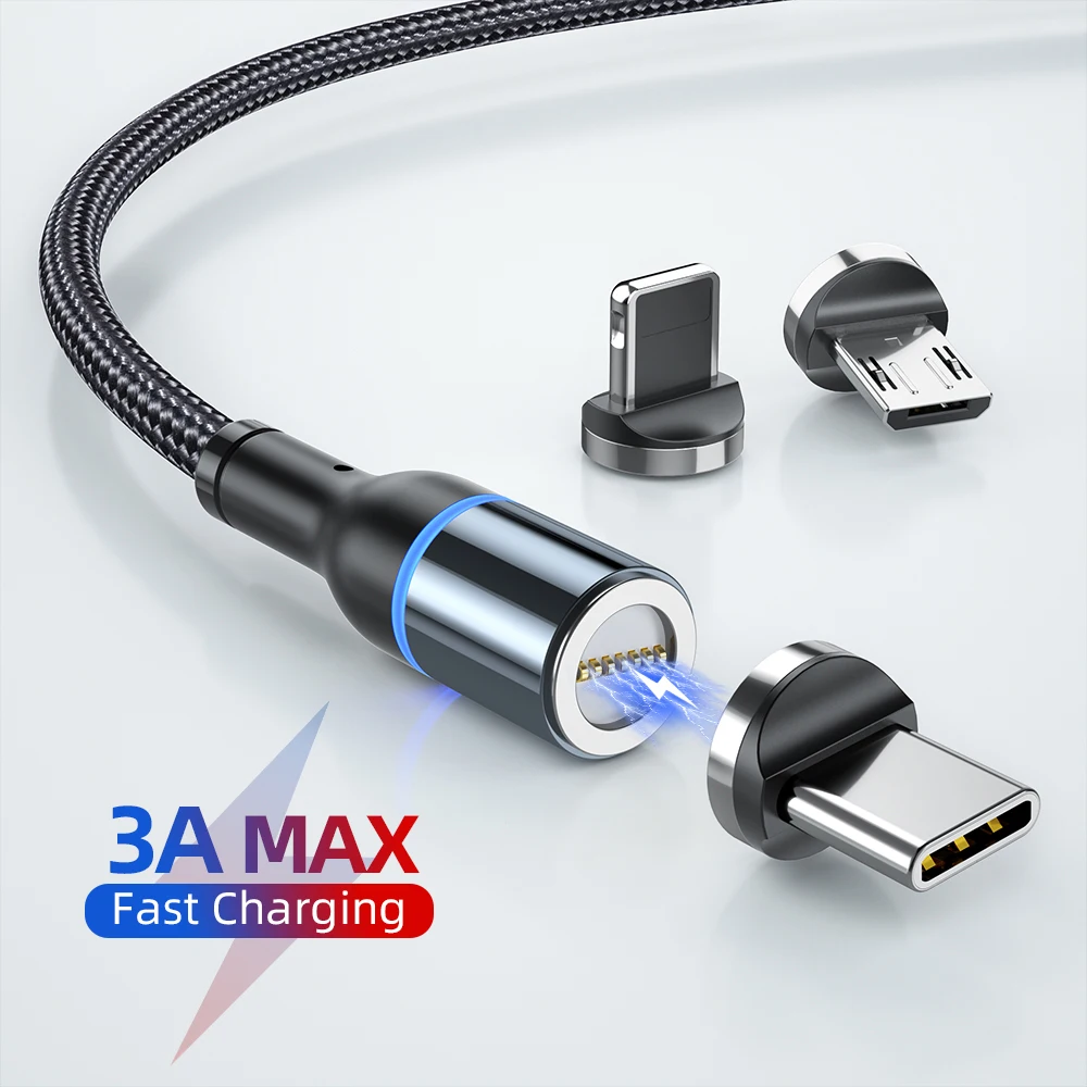 

3A Magnetic Cable Fast Charging Magnet Charger Micro USBC Cable LED Phone Data Cord Micro Type C Cable For iPhone Xiaomi Samsung