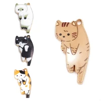doreen box fashion gold color metal charms cat animal kawaii multicolor enamel diy making necklace jewelry 25mm x 13mm 10pcs