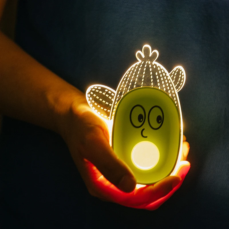 

LED Cactus Acrylic USB Nightlight Cute Cartoon Silicone Seven Color Nightlight Children's Bedroom Decoration Gift Remote Control