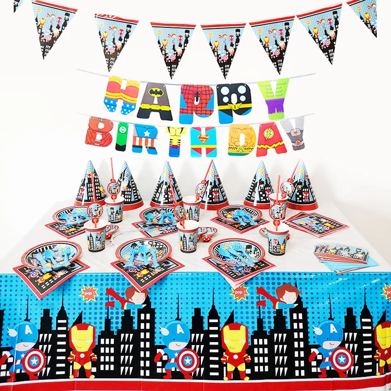 Супергерой день рождения поставки украшения шар чаша контейнер тарелка шляпа
