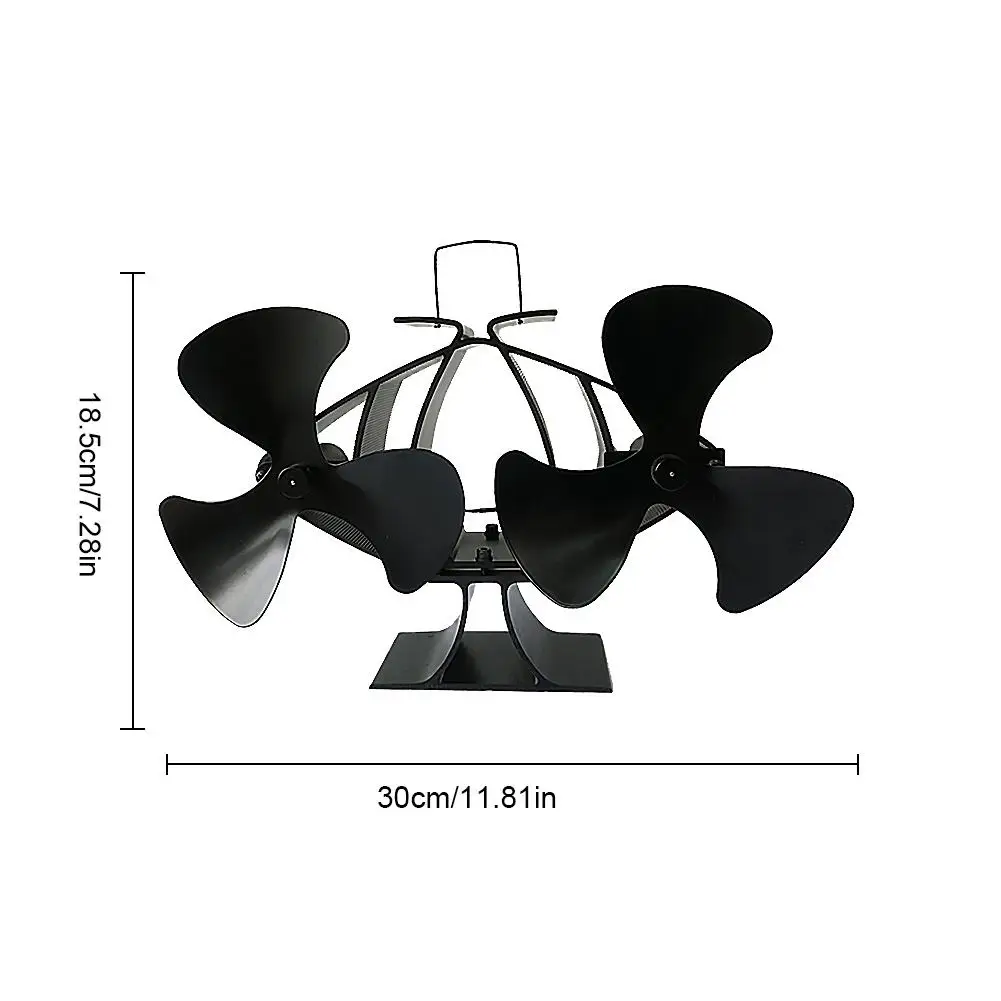 

Stylish Fireplace Fan Dual Motor 6-blade Black Stove Fan Hot Blast Stove Dedicated To Fireplace Wood Burning Efficient Heat Save