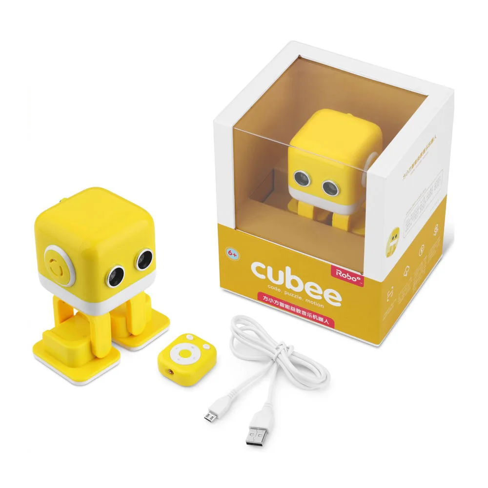 Yellow Retail Box F9 RC Интеллектуальный робот Cubee Smart Bluetooth динамик музыкальная танцевальная игрушка светодиодный стол для лица подарок жесты интерактивный - Цвет: Yellow Retail Box