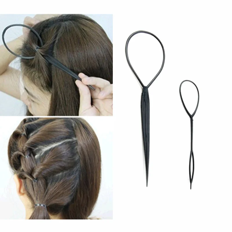 2PCS New Fahion Hair Styling Tools Accessories Pin Disk For Women Girls Tail Clip DIY Ponytail Holder Plastic Loop | Красота и