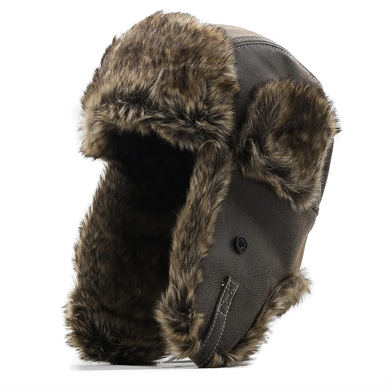

Winter Bomber Hats Earflap Hat with Earflaps Women Men Ushanka Russia Russian Hat Man Trapper Pilot Cap Woman Leather Fur Caps
