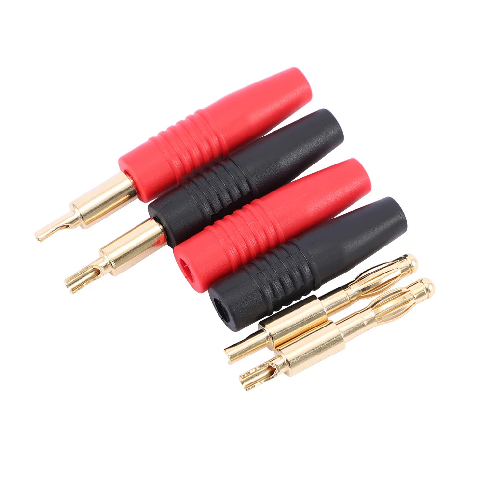4 шт. Новые мм черные красные вилки Позолоченные Музыкальные динамики кабель