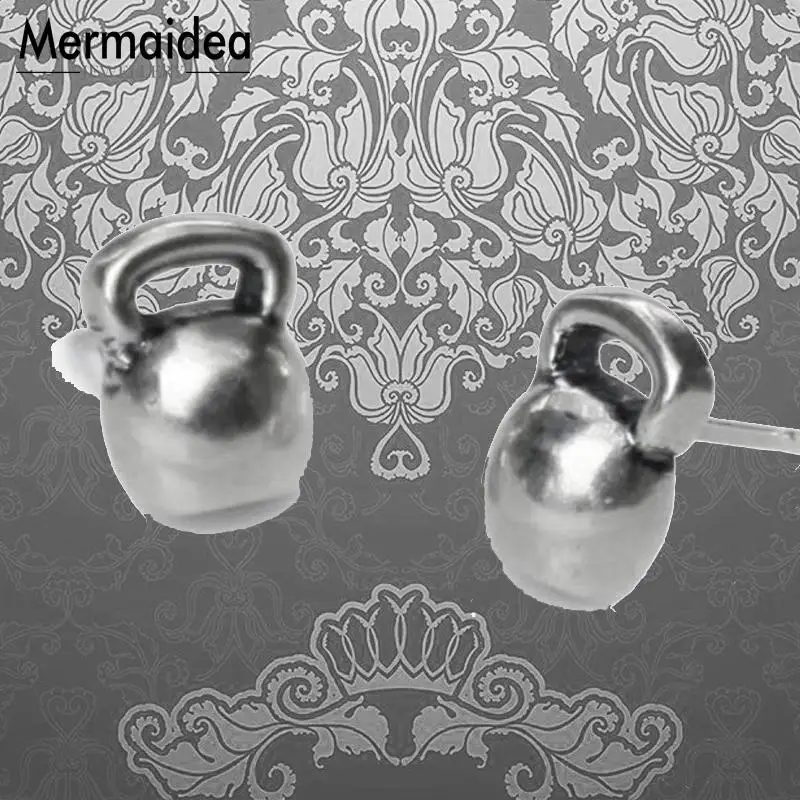 Спортивные серьги гвоздики Kettlebells модные ювелирные изделия посеребренные