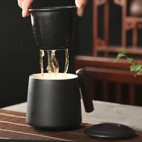 ceramic teacup cups teapot kung fu set tea cup set japanese retro tea cup with lid filter water cup large capacity