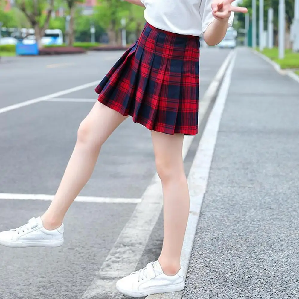 4 16Years в клеточку для девочек Юбки маленьких детский анти светильник студенческом