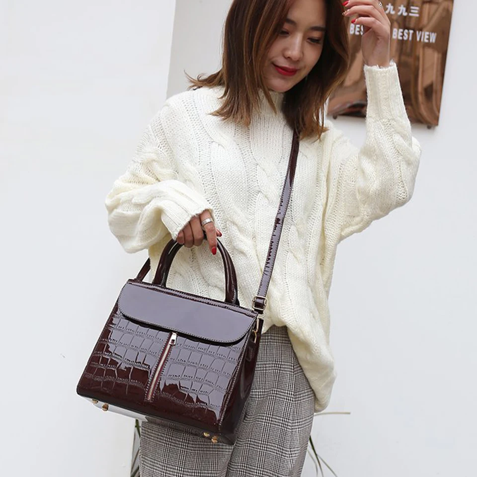 3 шт. Лакированная кожа Сумки из натуральной кожи сумки для женщин 2020 модная