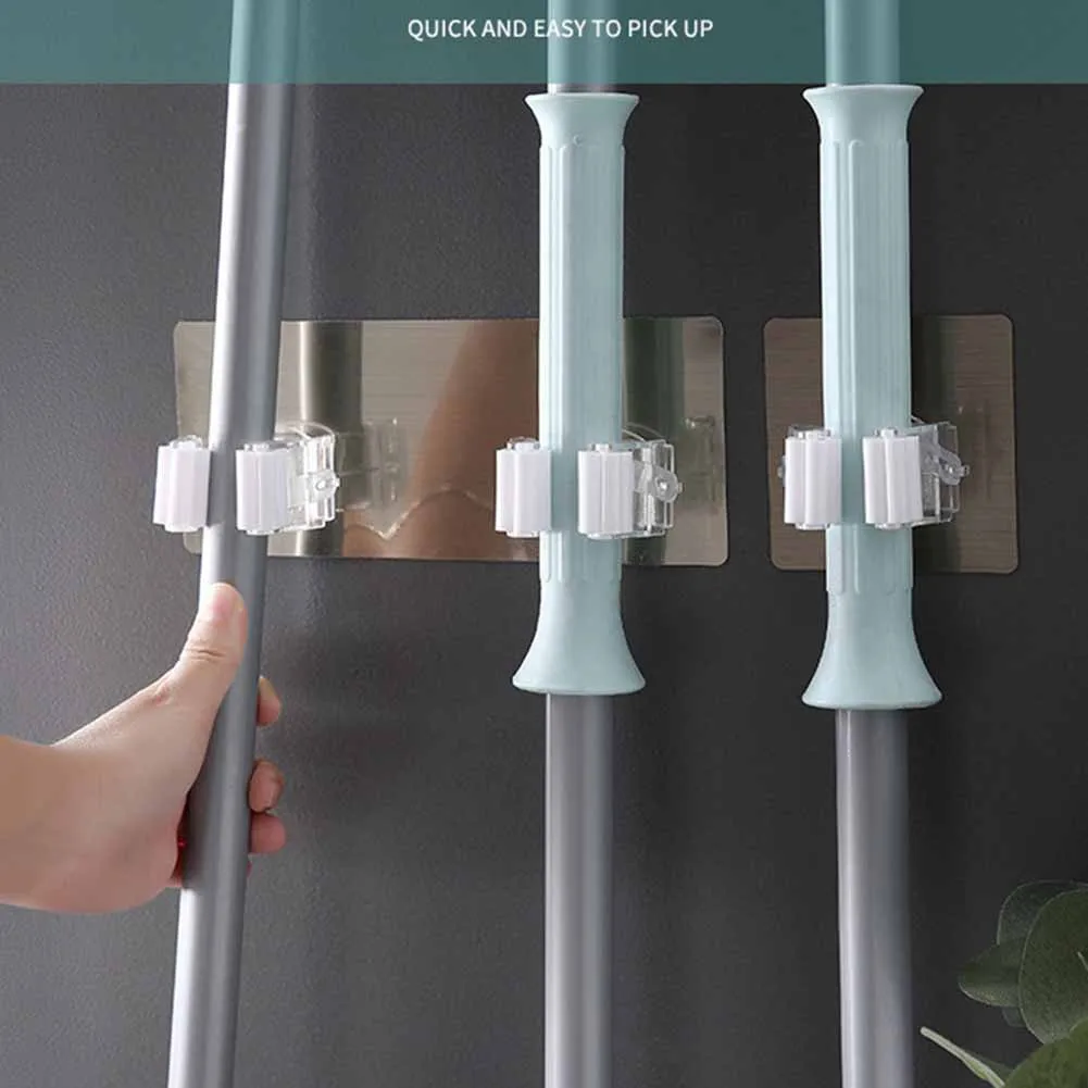 

Wall Mounted Mop Holder Hole Free Mop Holder Mop Rack Bathroom Toilet Mop Hook Hanging Wall Suitable For Most Places In Need