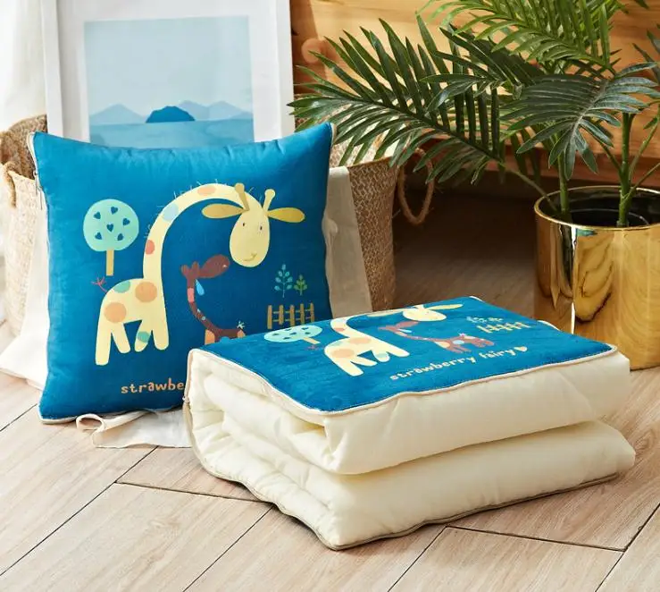 Multifunctional cotton cartoon quilt blanket portable foldable square throw pillow home office car air conditioning 40*40 | Дом и сад