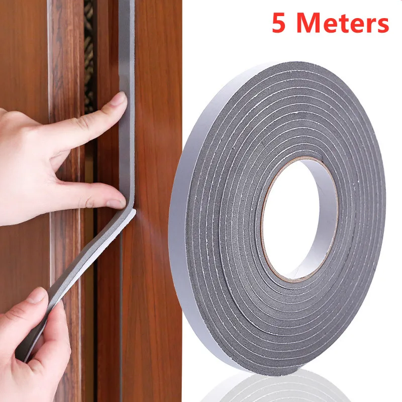 

5M/roll Self-adhesive Door Window Sealing Tape Foam Soundproof Dustproof Weather Stripping Door Window Seam Sealing Strip