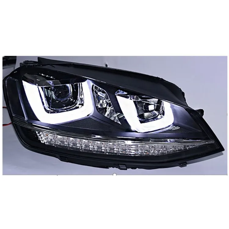 2014 для Volkswagen Golf7 красный и Хромированный trim strips двойной U светодиодный DRL Streamer