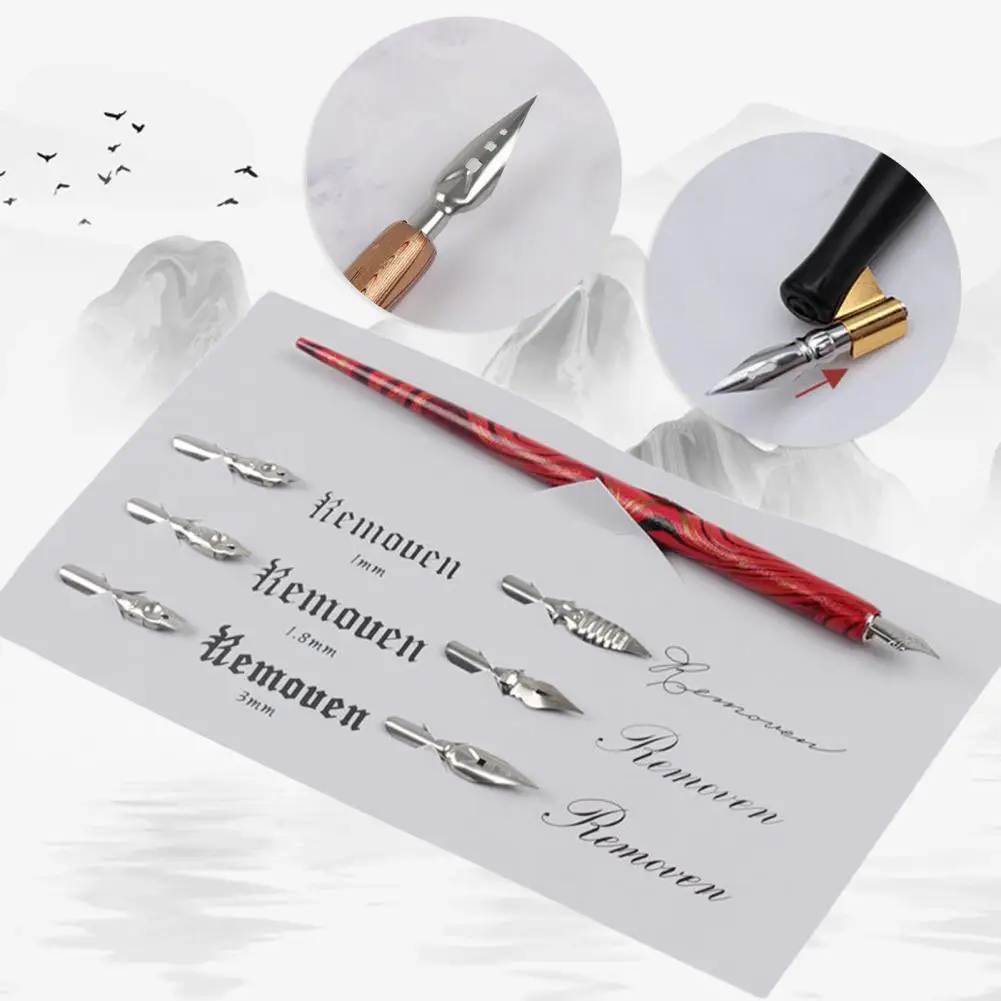 

Ручка перьевая профессиональная, элегантная сменная деревянная ручка для каллиграфии, надписи, фотооборудования, 1 комплект