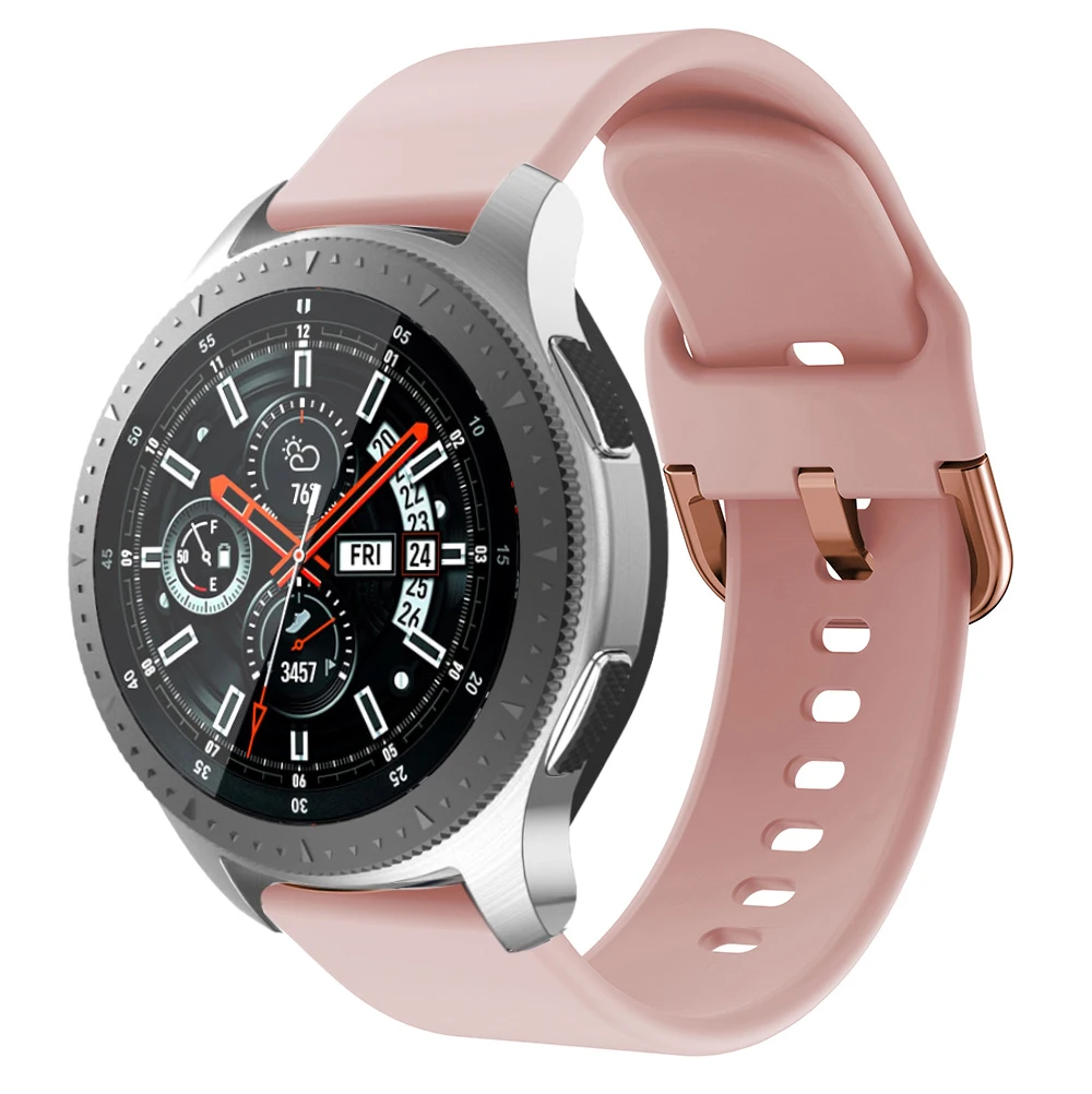 22mm 20mm Silicone band for Samsung Galaxy watch 3 46mm/Active 2 42mm/Huawei watch GT GT2 Rose gold buckle for Amazfit Bip band