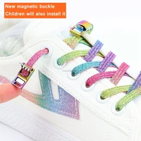 rainbow magnetic lock elastic shoelaces no tie shoe laces sneakers shoelace kids adult magnetic laces one size fits all shoes
