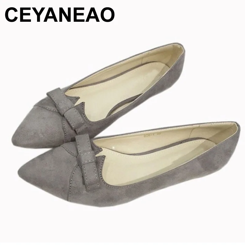 

CEYANEAO Women's Low Heels Pumps Spring Autumn Flock Bowtie Spike Heels Shoes For Woman Ladies Single Shoes Plus Size