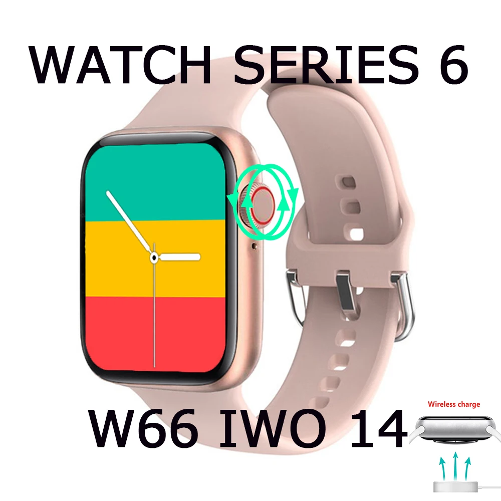 2021 Новый W66 Часы Smartwatch IWO вызовов через Bluetooth 44 мм Кнопка счетчика 14 PRO Беспроводной