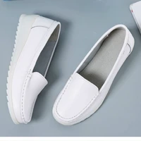 genuine leather white shoes nurse breathable sneakers women 2021 lady wedges shoes white sneakers for women cowhide