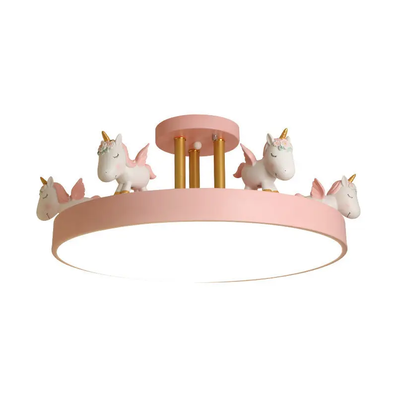 

Children'S Room Girl Princess Bedroom Lamp Unicorn Eye Protection Round Led Room Decoration Interior Lighting Ceiling Light