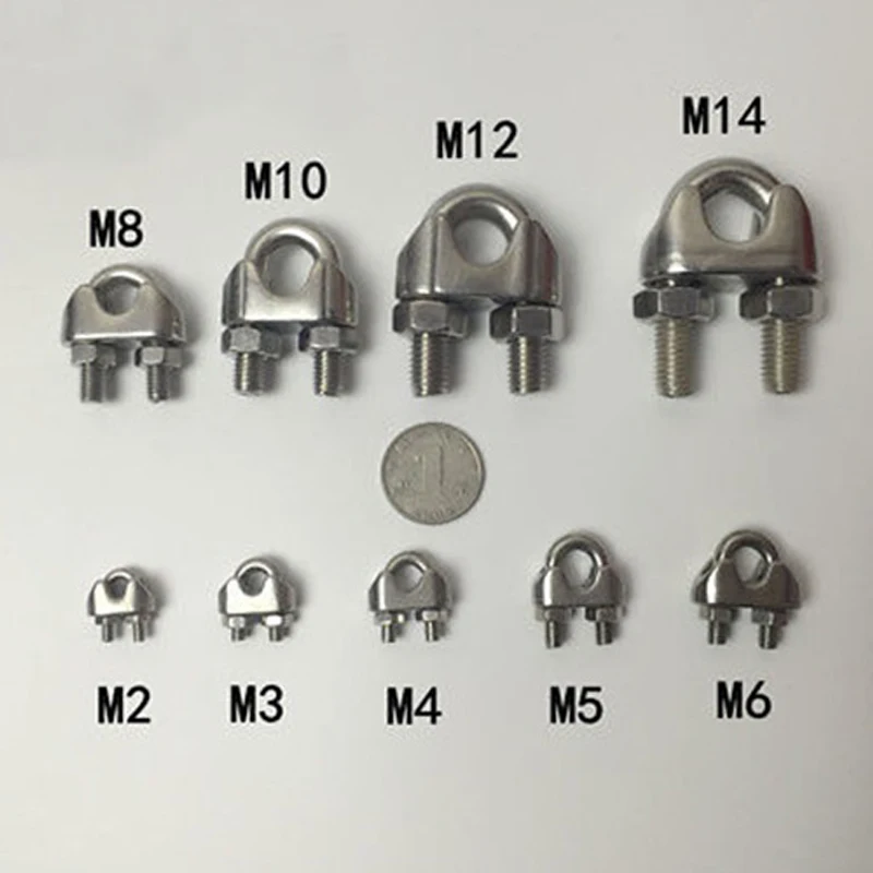 100 шт. 2 мм 4 проволока из нержавеющей Стали бульдог Захваты зажимы кабель U болты