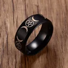 Для мужчин тройной богиня пентаграмма кольцо 8 мм Нержавеющаясталь Выгравированный ювелирными изделиями из Библии Аллах Selda при сахарном диабете