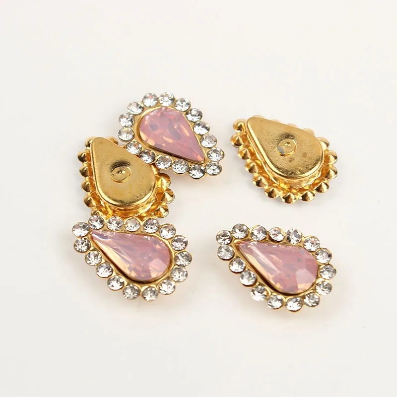 Lt Pink Opal Gold 50 шт. Каплевидная форма цветка пришить на горный хрусталь Кристалл Flatback горный хрусталь Золотая основа с оправа, коготь DIY одежда платье - Цвет: Lt Pink Opal Gold