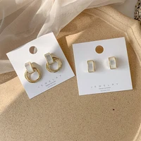 simple metal circle winding geometric round small stud earrings for women wedding bride earrings girl party jewelry
