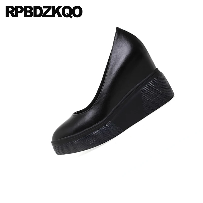 Туфли женские на очень высокой танкетке натуральная кожа без застежки